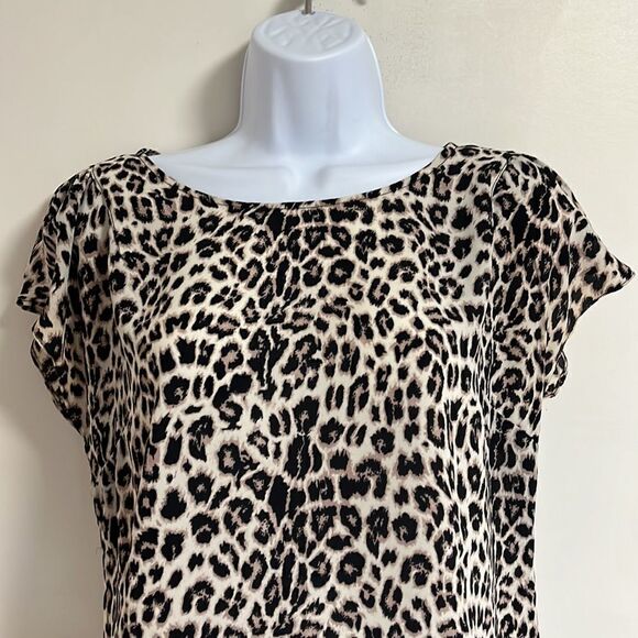 Womens PHILOSOPHY Leopard Print Short Sleeved Blouse Size Small - Picture 2 of 6